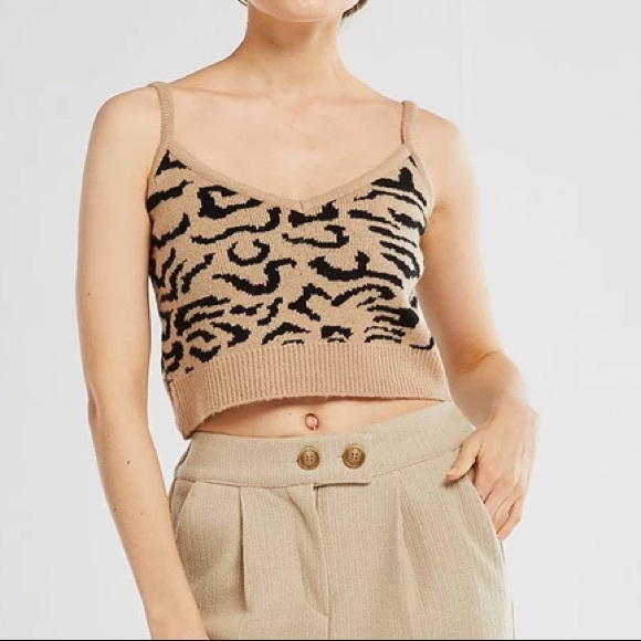 storets Tops - NWOT | Storets Anna Leopard Knit Bustier | SZ Sm